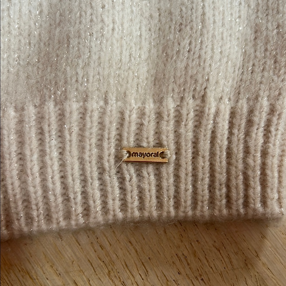 Girls Cream Sweater with Pink Floral Embroidery - Picture 2 of 7